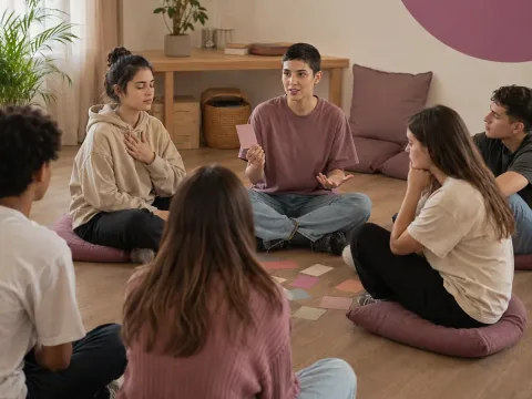 Jóvenes participan en un taller para gestionar emociones y resolver conflictos con calma