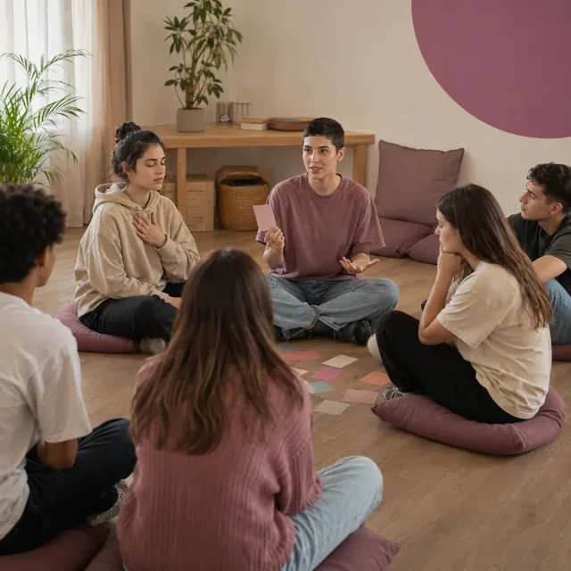 Jóvenes participan en un taller para gestionar emociones y resolver conflictos con calma