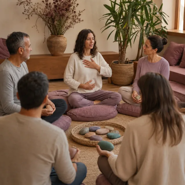 Personas adultas practican regulación emocional y conexión entre mente y cuerpo