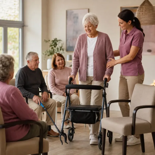 Personas mayores aprendiendo a utilizar ayudas para la movilidad y la autonomía