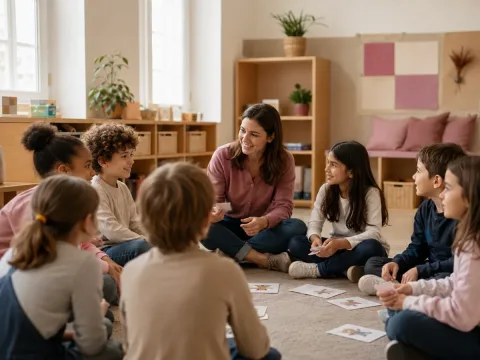 Niñas y niños participando en una dinámica de respeto, empatía e inclusión
