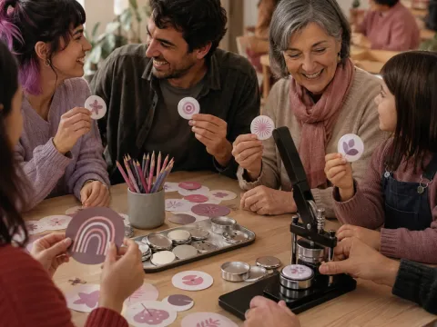 Participantes diseñando y fabricando chapas personalizadas