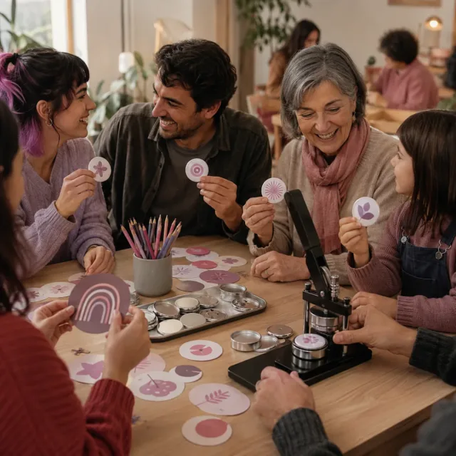 Participantes diseñando y fabricando chapas personalizadas