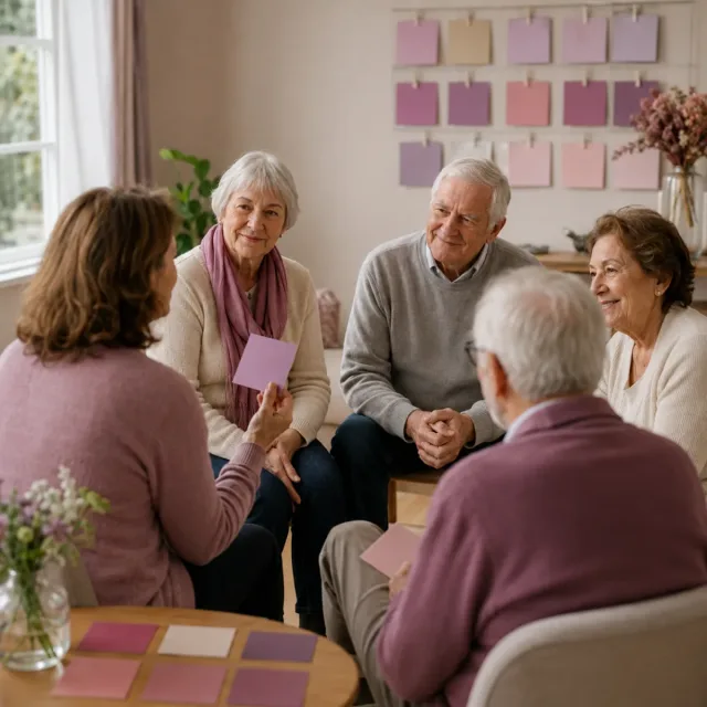 Personas mayores participando en un taller de emociones, autoestima y conexión social