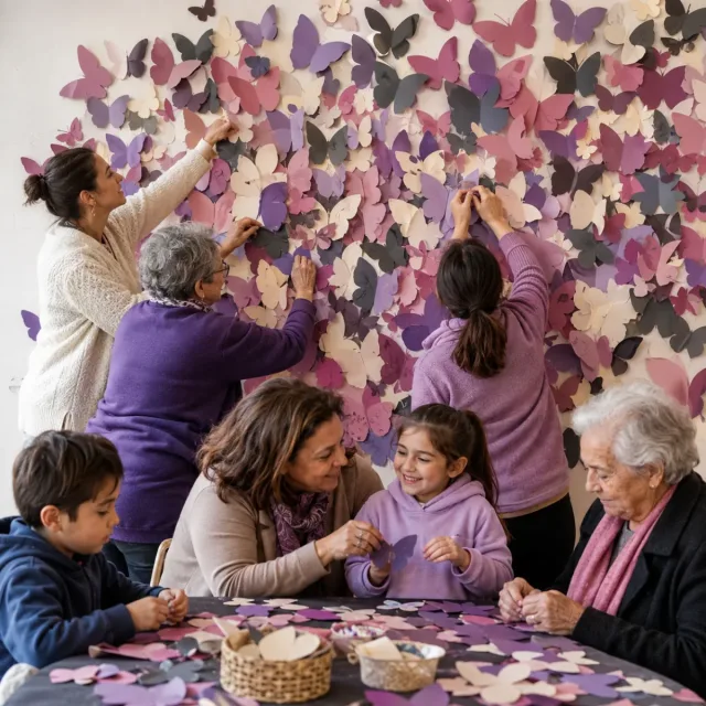 Creación comunitaria de un mural de mariposas para la sensibilización del 25N
