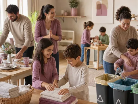 Familias compartiendo retos domésticos y de cuidados en igualdad