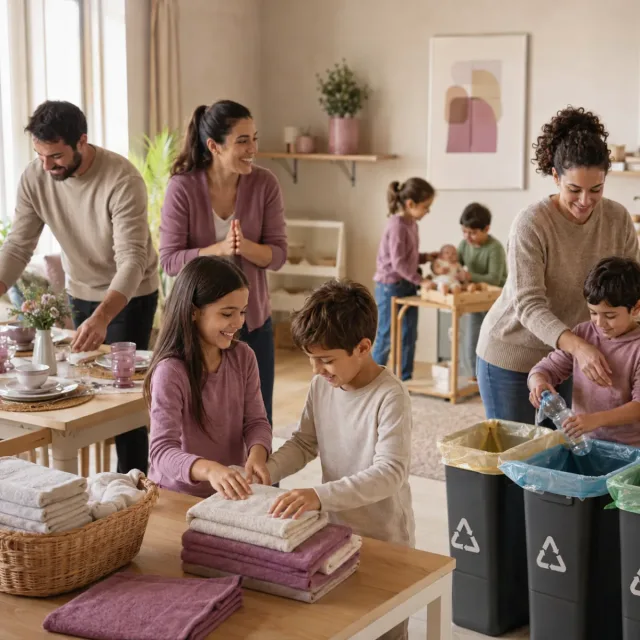 Familias compartiendo retos domésticos y de cuidados en igualdad