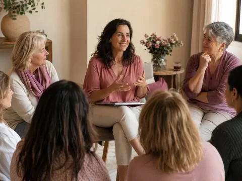 Mujeres adultas y mayores compartiendo un taller de autonomía, confianza y bienestar